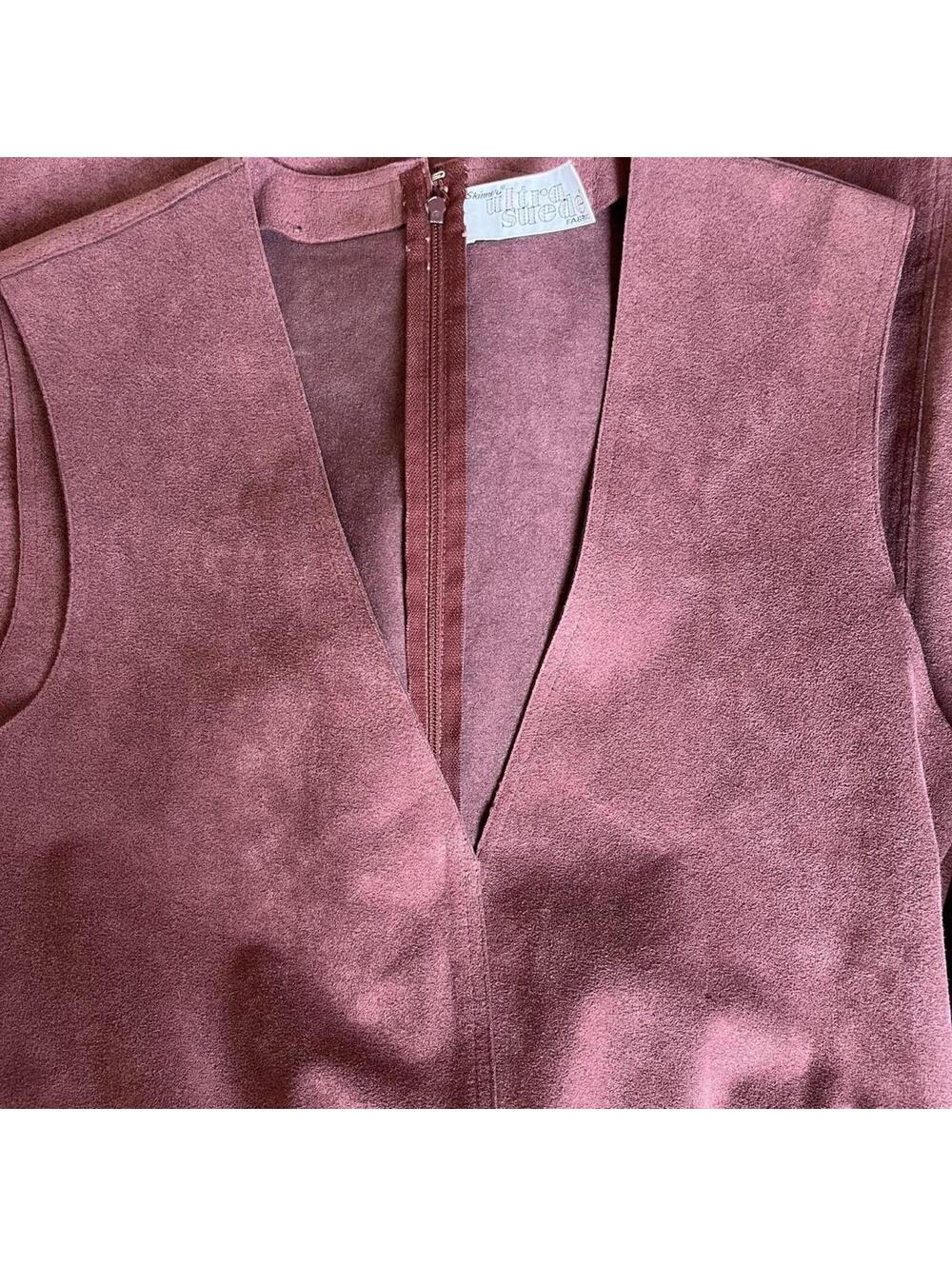 60s Mauve Skinner Ultrasuede Midi Dress Size Small